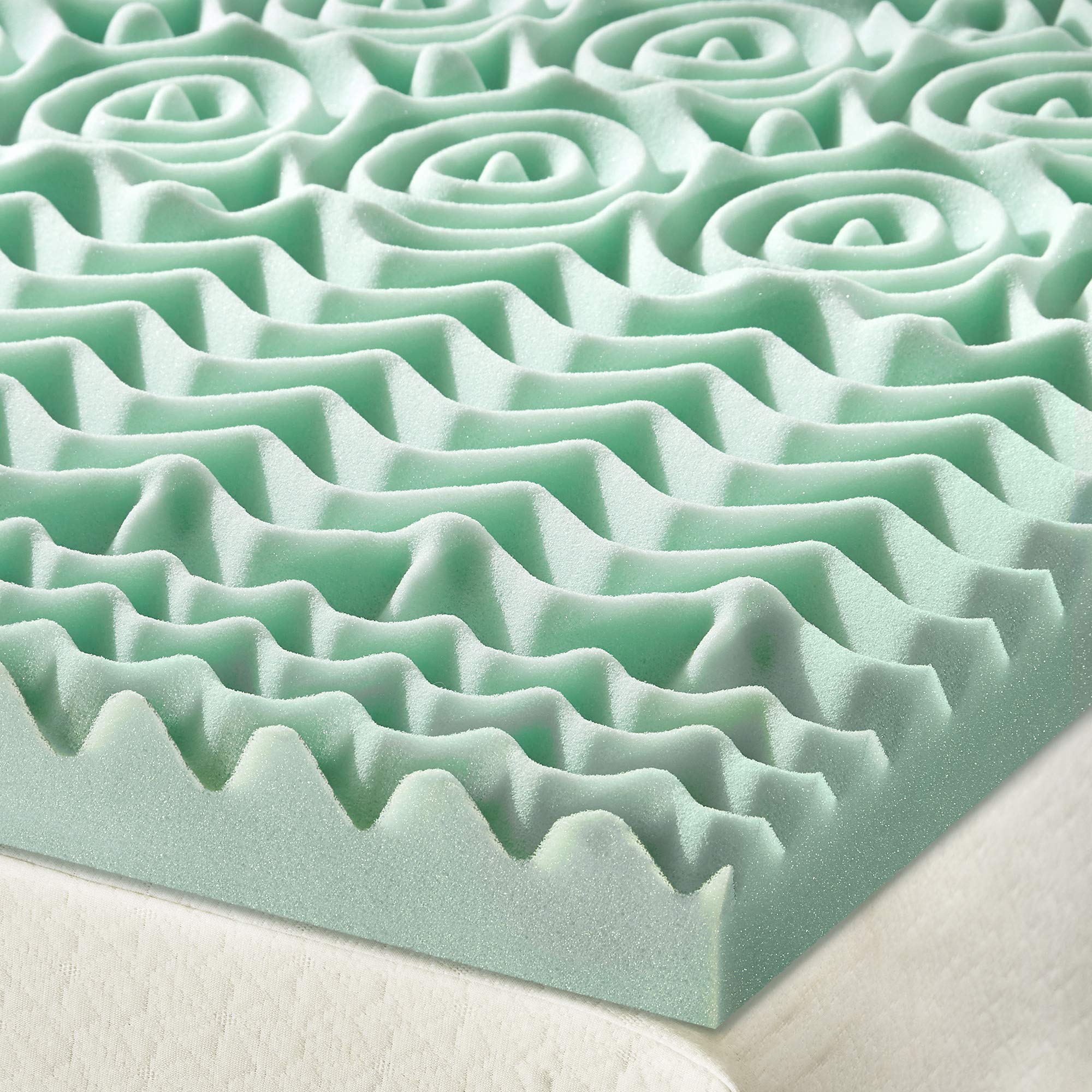 Best Price Mattress Queen Mattress Topper - 1.5 Inch 5-Zone Memory Foam Bed Topper Aloe Infused Cooling Mattress Pad, Queen Size,5ZMF-15QA,Green