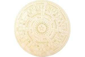 JETEC Star Pendulum Board Wooden Dowsing Board Divination Metaphysical Message Board for Witchcraft Wiccan Altar Supplies Kit Beginner Witchcraft Supply, Round Shape (9.8 Inch)