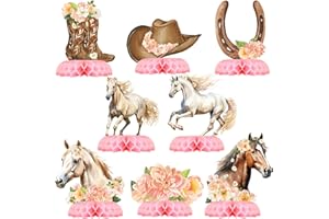 OUTEGO Girl Horse Party Centerpiece Set - Horse Honeycomb Girl Birthday Decorations and Horse Table Toppers for Kids' Horse-Themed Birthday and Baby Shower Table Decor