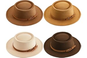 Hercicy Wool Fedora Hats for Women Vintage Felt Boho Hat with Decorative Belt Panama Pork Pie Jazz Style Headwear