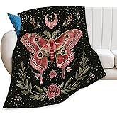 Moth Blanket Butterfly Decor Throw Blanket Comfy Plush Flannel Fleece Warm Soft Fluffy Fuzzy Blanket Gothic Gifts for Girls Boys Women Teens for Room Bed Sofa Couch 40"X50"