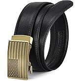 SANSTHS Mens Ratchet Belts Leather 1 3/8" for Men Dress and Casual, Adjustable Click Belts with American Flag Buckles