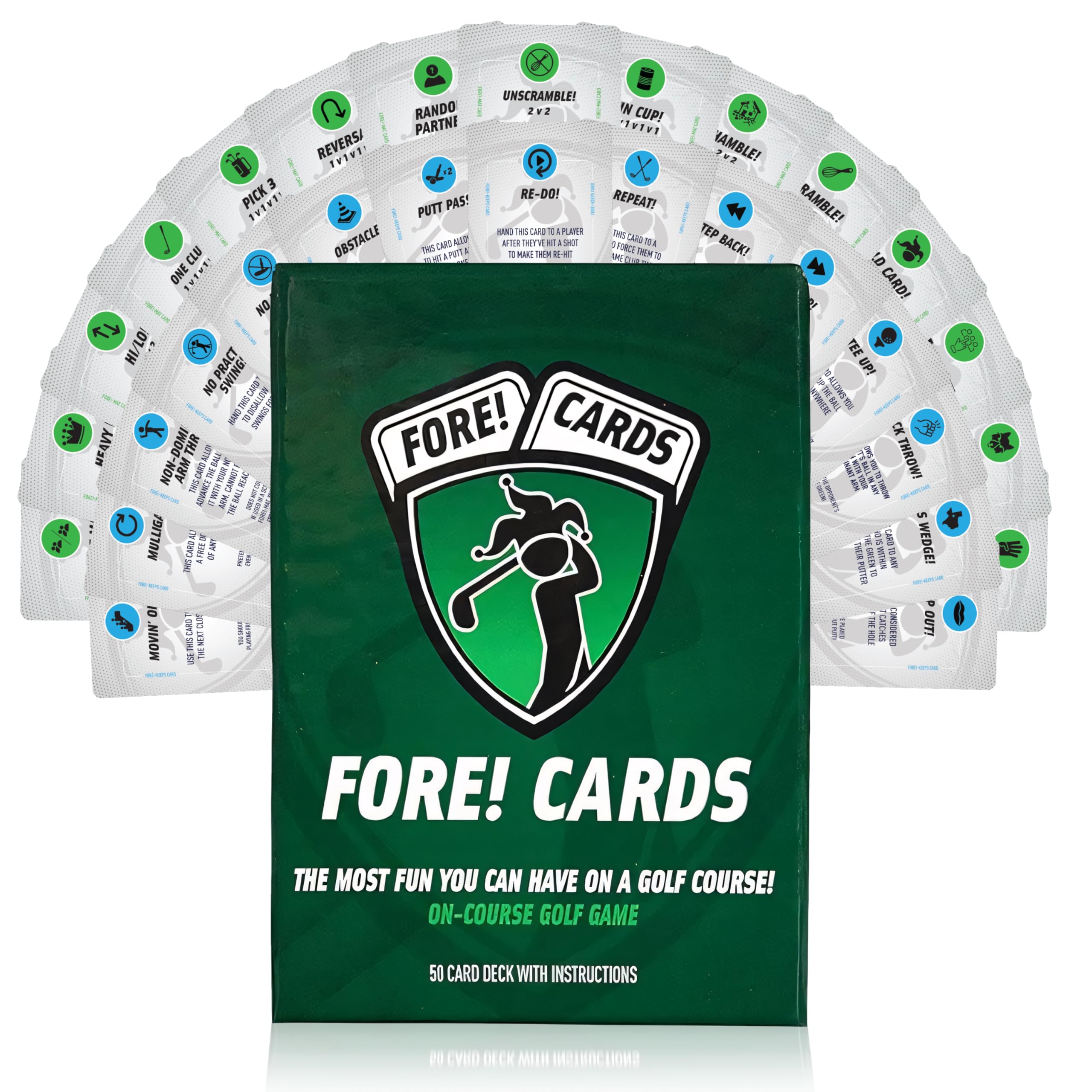 Fore! Cards On-Course Golf Game | Fun Interactive Golf Game | Spice Up Your Next Round | 50 Card Deck Makes Every Hole a Different Challenge