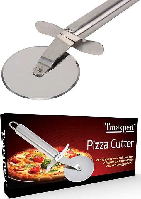 Premium Qualitat Professional Heavy Duty Edelstahl Pizza Cutter Scharfe Klinge Gross Hartschale Good Grips Rutschfeste Pizza Rad Schneide Fur Pizzza Geschirrspuler Safe Tmaxpert Amazon De Kuche Haushalt