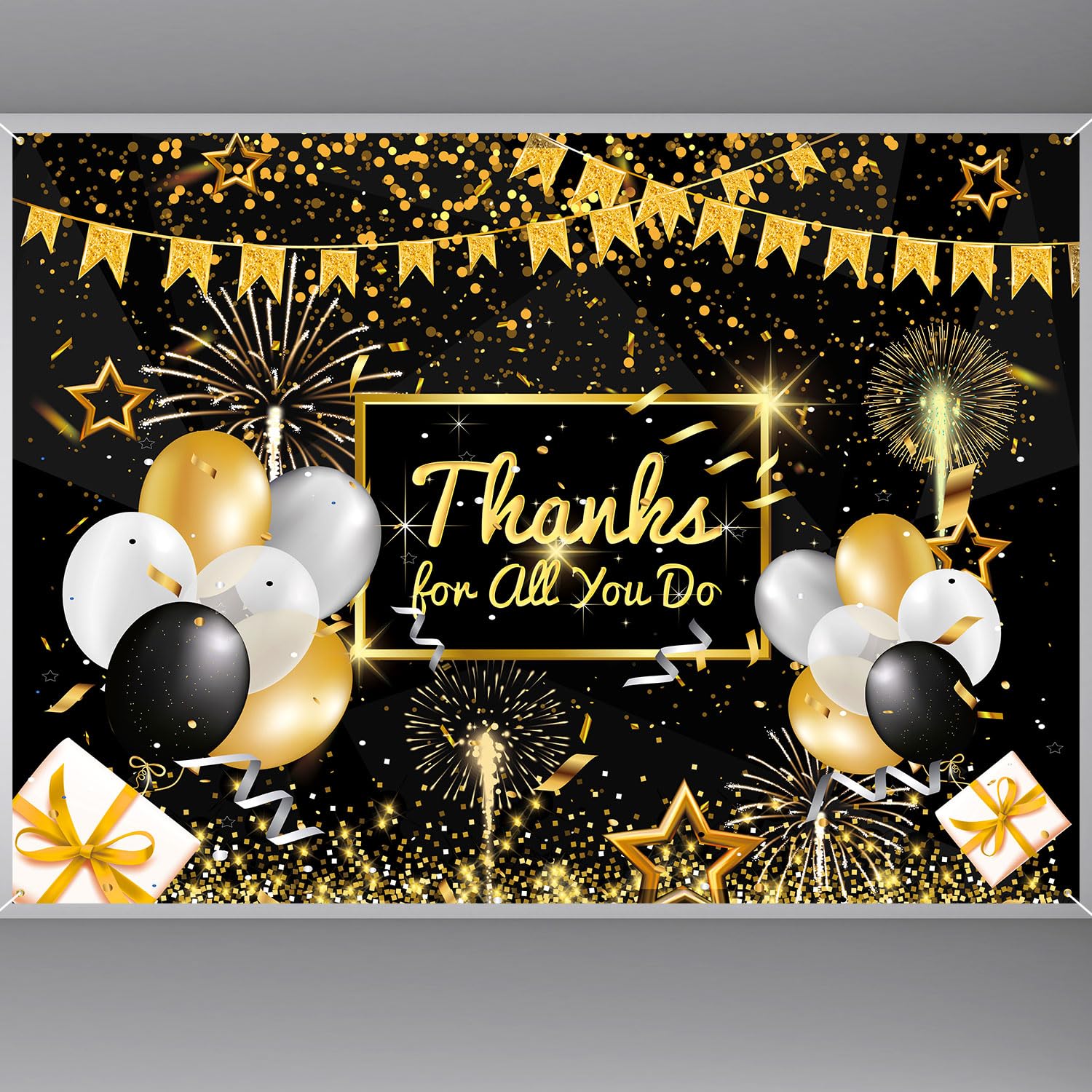 Thanks for All You Do Backdrop, 7x5ft Glitter Thank You Background Appreciation Banner Thanks Party Decorations Photography Photo Props for Staff Teacher Doctor Nurse Party Supplies