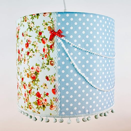 Lounge Zone Kinderlampe Patchwork Pendelleuchte Pendellampe Hangeleuchte Hangelampe Kinderzimmerlampe Muster Lampenschirm Punkte Gepunktet Vichy Karo Hellblau Blumchen Blumen 6591 6718 Amazon De Kuche Haushalt