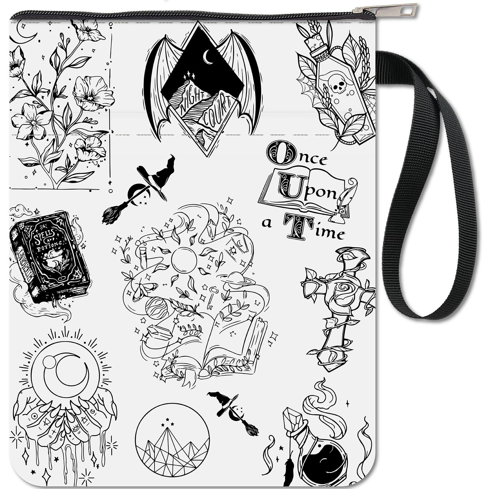 CRASPIRE Gothic Book Sleeve Protector - Washable Fabric Cover with Zipper and Extra Pocket for Paperbacks - Gifts for Book Lovers and Classmates