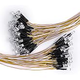 DiCUNO 100Pcs 5MM Pre Wired 12V Warm White LED Diodes, with 9.4 Inch Lead | Ultra Bright Light Emitting Diodes Assorted Color Kit Box for Circuit Science Experiment, DIY Projects, Indicator Lighting