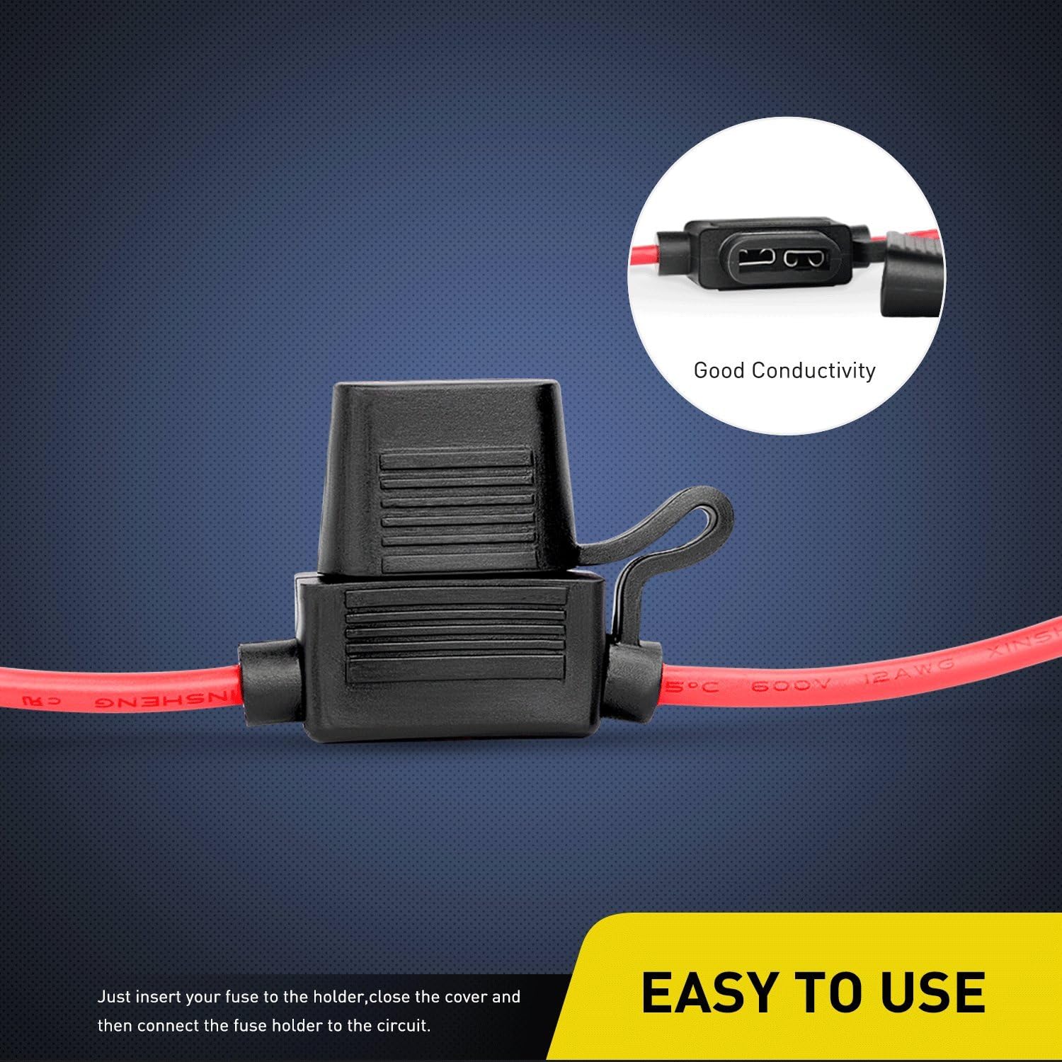 Nilight GA0004 5Pack 12AWG Inline Wiring Harness 12 Gauge ATC/ATO Automotive Holder with 30A Fuse Blade Standard Plug Socket-5 Pack, 2 Years Warranty: Automotive