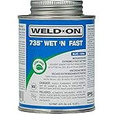 Weld-On 12497 735 Wet 'N Fast High Strength PVC Cement, Blue, 1/2 Pint