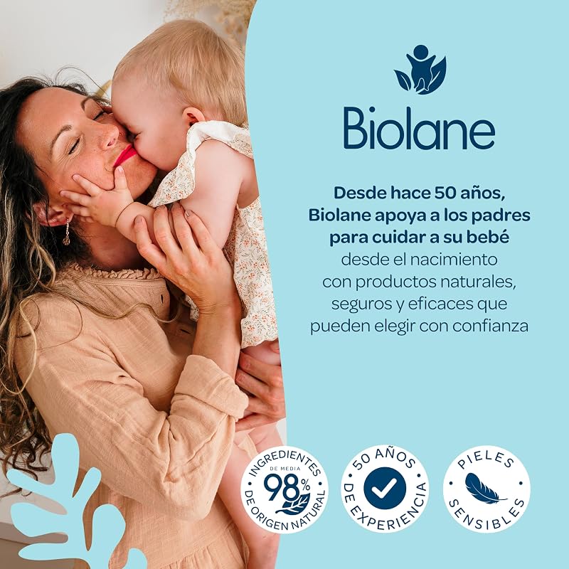 Biolane - Toalhitas para bebés com água pura, 384 toalhitas (8 embalagens de 48 unidades), 99% água purificada, apenas 4 ingredientes, sem fragrância, pele sensível, recém-nascida, 100% fibras vegetais, sem plástico