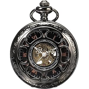 Cortella Pocket Watches for Men, Hand Winding Vintage Mechanical Movement, 1920s Railroad Steampunk Costume Accessory, Ideal