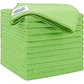 HOMEXCEL Green Microfiber Cleaning Cloth 12 Pack, 12.5 x 12.5 inch Microfiber Towels for Cars, Ultra Absorbent Car Washing Cl