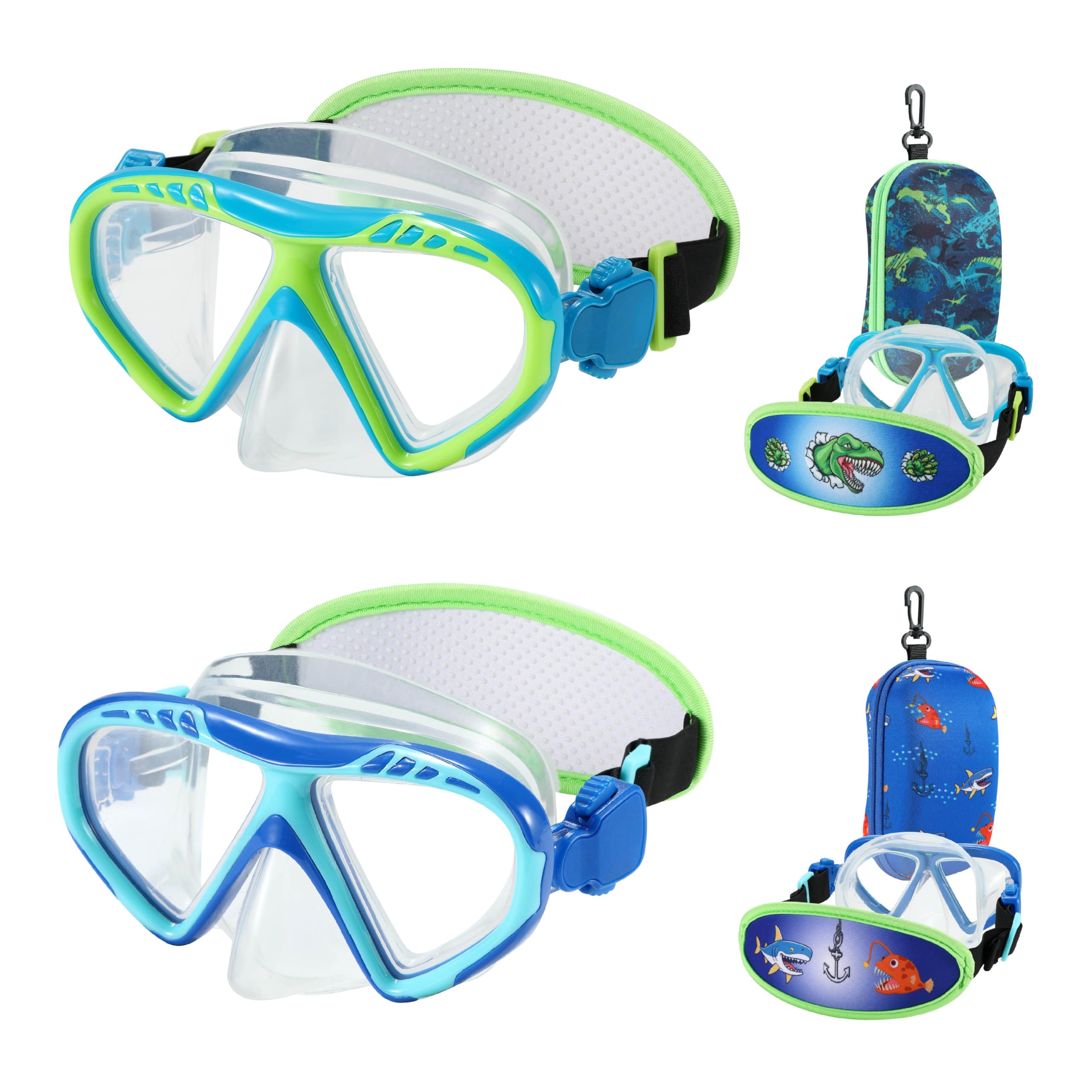 Photo 1 of Toddler Swim Goggles Nose Cover,Kids Goggles No Hair Pull,Anti Fog Children Swimming Mask (2PK - Shark & Dino)