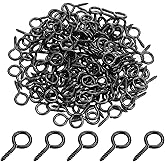 Powlankou 160 Pieces 1 inch Screw Eyes, Black Zinc Plated Steel Screw Eyes, Self Tapping Screw Hooks, Metal Eye Hooks, Eyelet Screws