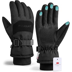 rivmount Winter Waterproof Ski Snow Warm Gloves for Women Men, Windproof Cold Weather Thermal with Touchscreen Fingers, for R