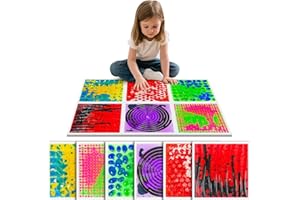 Onyoloy Texture Sensor Liquid Tiles - 6 Square Lava Set, 12" X 12" Sensory Mat, Multi-Color Textured Sensory Lava Tiles, Ages 3 4 5 6+.
