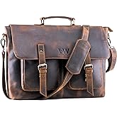 Handmade World Full Grain Leather Messenger Laptop Bag 'The Optimus' Hunter Buffalo Leather Briefcase For Men Fits 17 Inch Computer Satchel Crossbody for Office Work Business