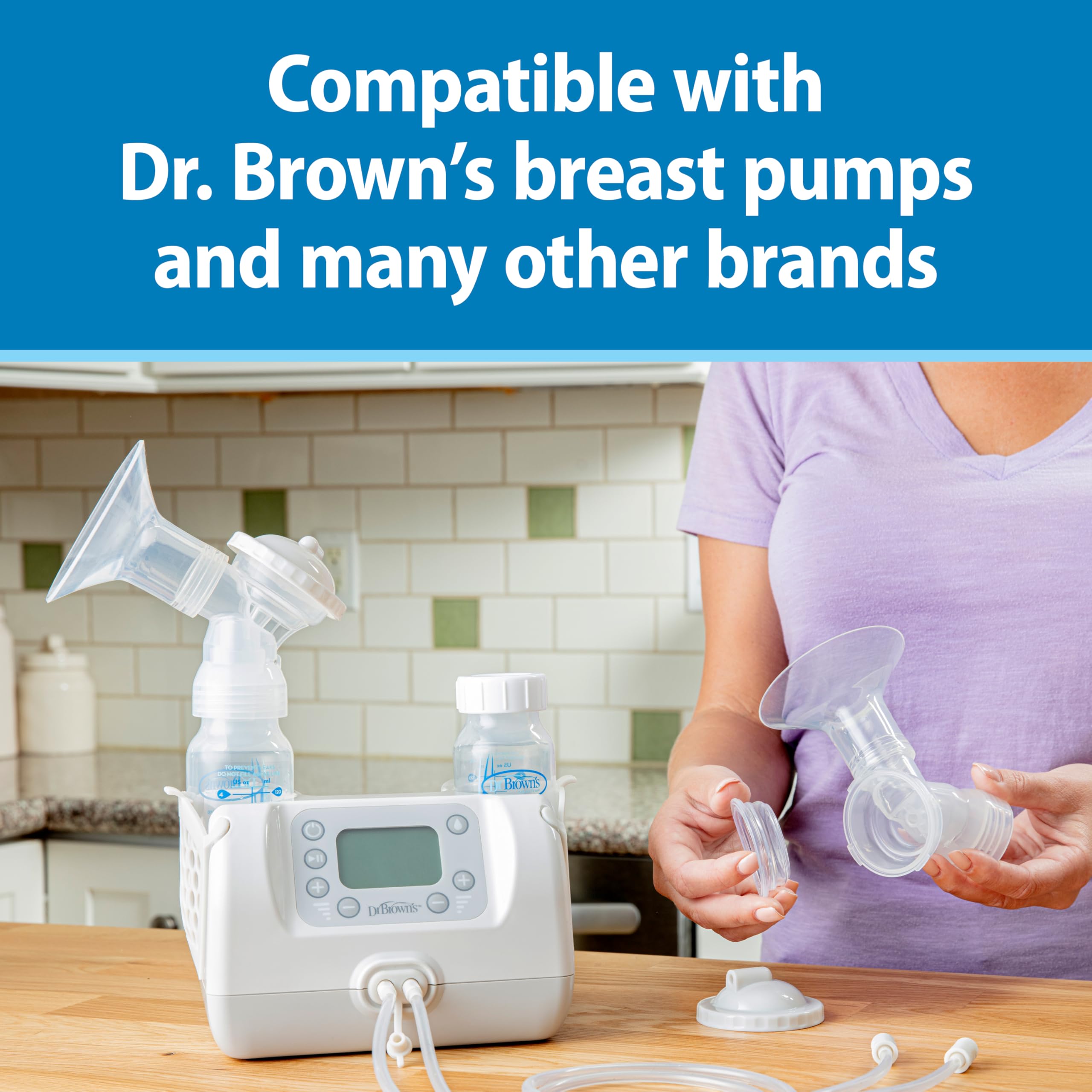 Dr. Brown's Breast Milk Collection Bottles with Storage Caps, Breast Pumps Compatible, Collect, Store, and Keep Milk Fresh, BPA Free – 4-Pack