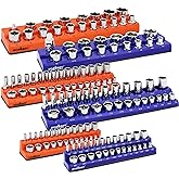 HORUSDY 6-Piece Magnetic Socket Organizer Set, 1/4", 3/8", 1/2" Drive Holders for 143pcs, Magnetic Trays for Socket Storage