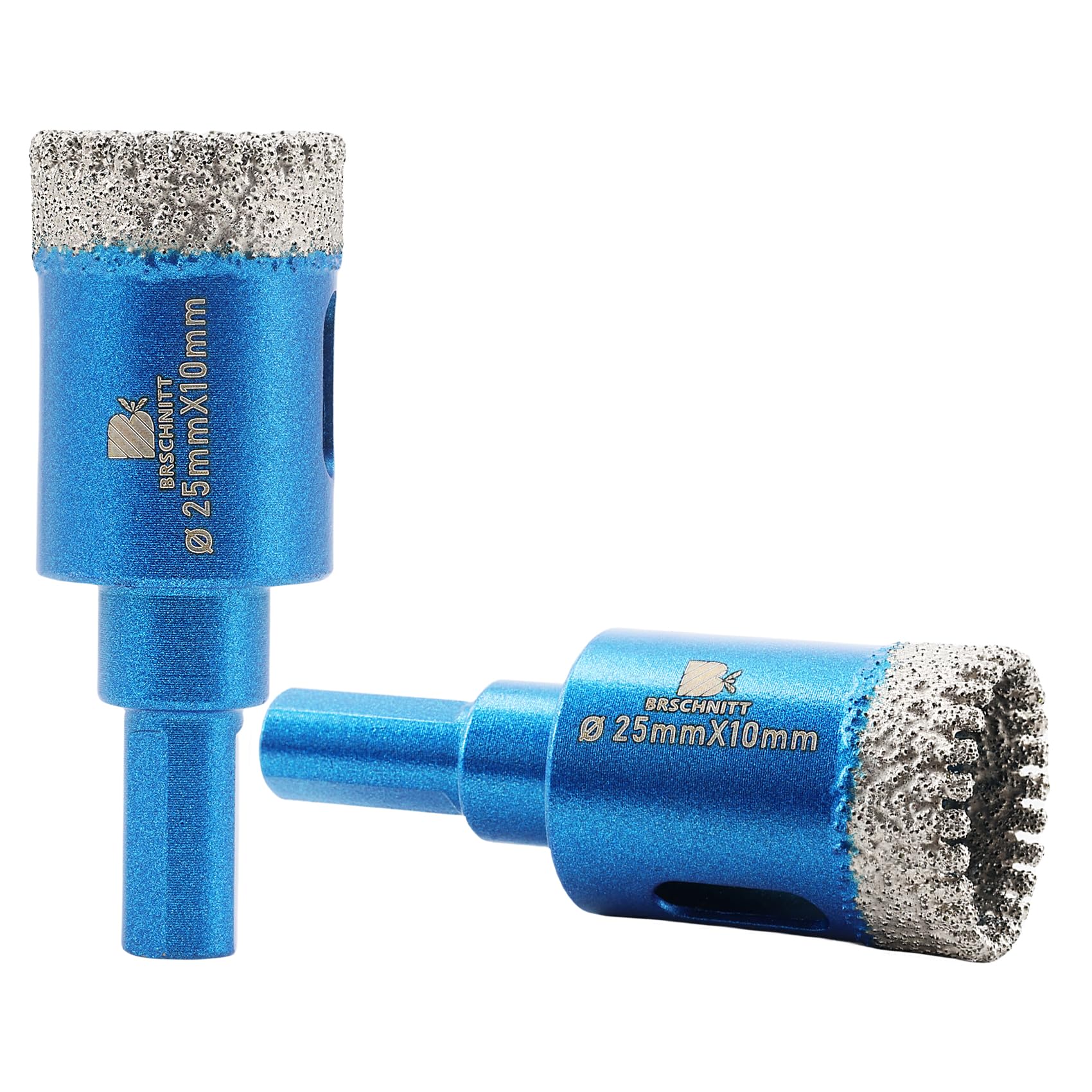 Dry Diamond Core Drill Bit Set,BRSCHNITT 2pcs 25mm Diamond Hole Saw Core Drill Bit with Triangle Shank for Porcelain Tile Ceramic Stone Granite Marble — image 1
