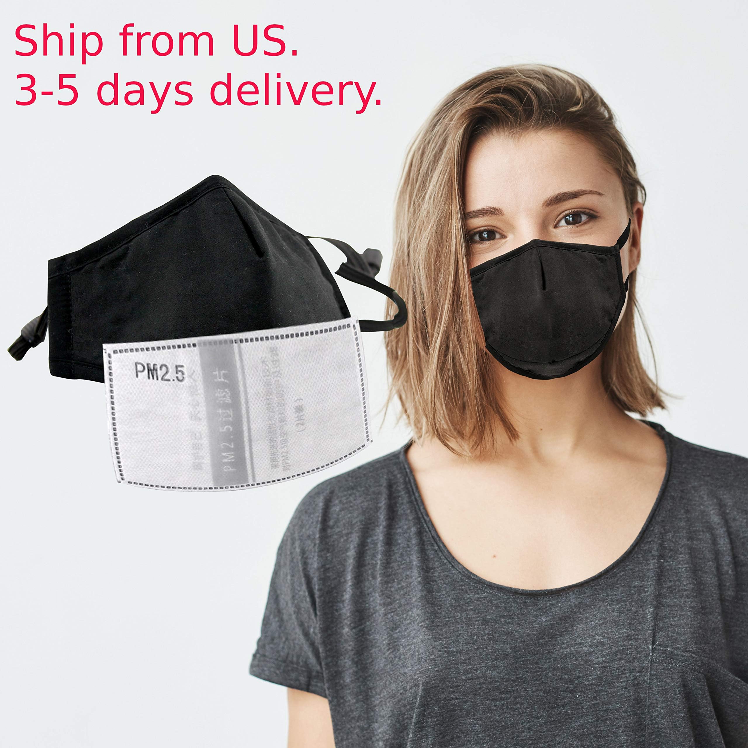 2day Delivery Mask Face Protection With Carbon Filter Mouth Face Protections Anti Pollution and Pollen Washable Reusable (Upgrade)