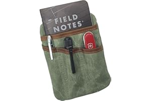 PINKEESEA EDC Pouch 6 Pockets Protector Waxed Canvas and Leather Pocket Organizer Mini Pouch for Men