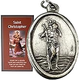 Westmon Works St Christopher Medal Set Italian Made Metal Medallion with Patron Saint of Safe Travel Holy Prayer Card