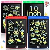 4 Pieces 10 Inch LCD Writing Tablet Doodle Board Electronic Toy Colorful Screen Doodle Drawing Pad for Kids Erasable Reusable Drawing Tablets Educational Learning Toy Christmas Gift(Black Frame)
