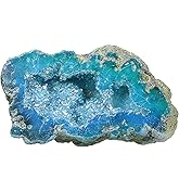 mookaitedecor Angel Aura Quartz Geode Stone Titanium Coated Natural Rock Crystal Cluster Specimen for Reiki Healing Meditation Home Decor 0.22-0.44 LB, Light Blue