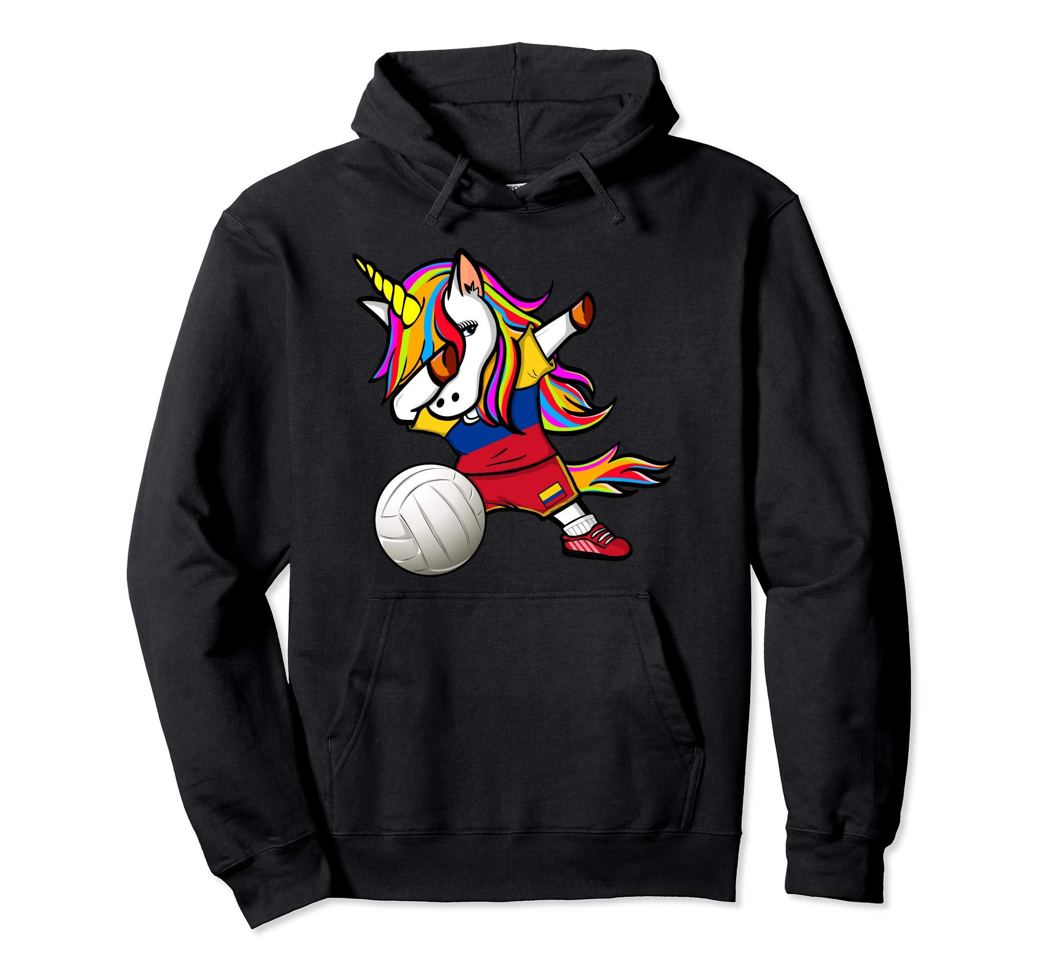 Dab Unicorn Colombia Volleyball Fans Jersey Colombian Flag Pullover Hoodie