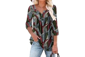 onlypuff Womens V Neck Tops Long Sleeve Tunic Tops Buttons Up Shirts Blouse for Leggings