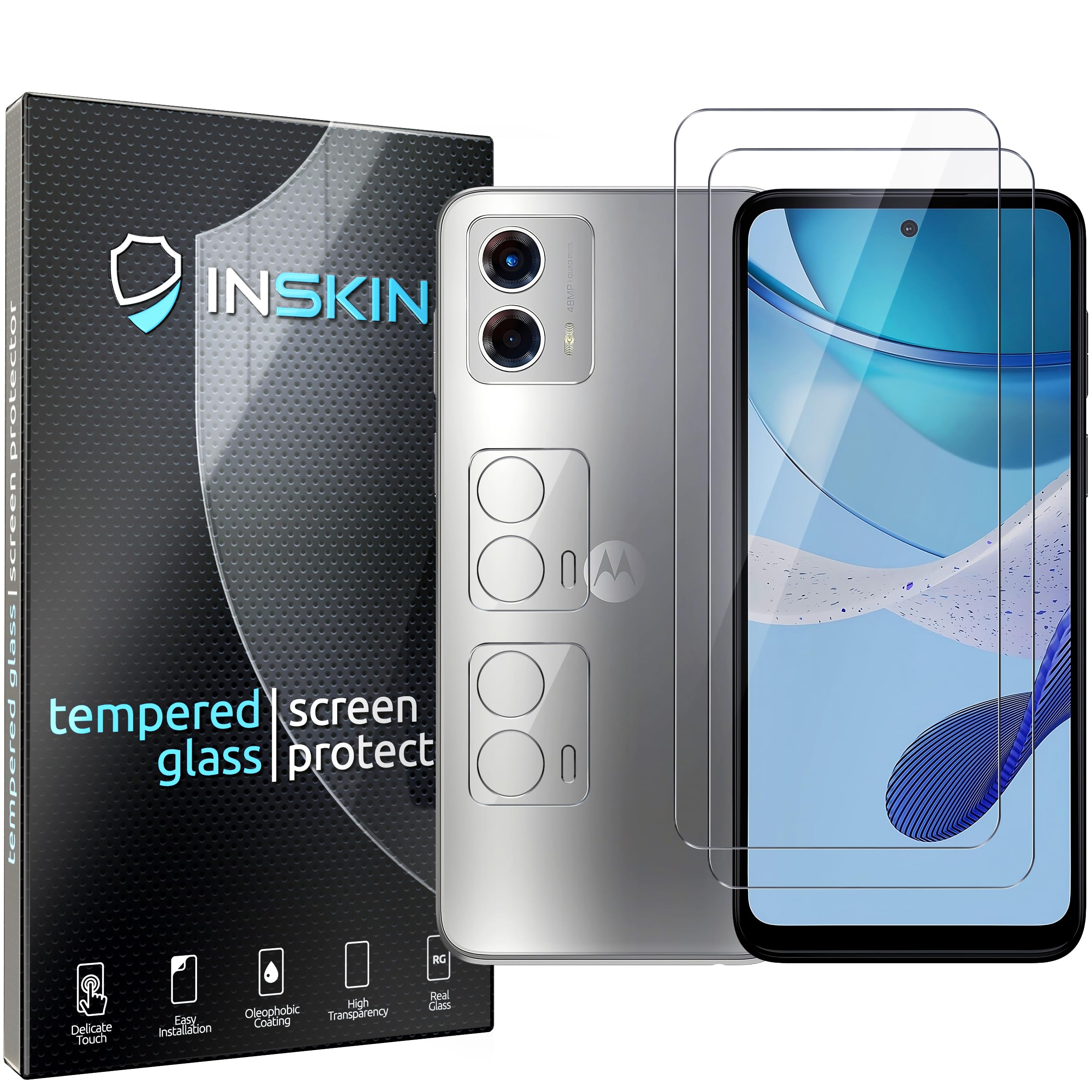 Inskin Screen and Camera Lens Protector for Motorola Moto G 5G 6.5 inch [2023] - 2+2-Pack, 9H Tempered Glass Film, HD Clear