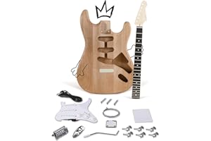 FESLEY T ST Style DIY Electric Guitar Kit: 6 Strings with Mahogany Body, Diy Guitar Kit with Purpleheart Fingerboard, SSS Pickups, Guitar Building Kit for Beginners, Build Your Own Electric Guitar Set