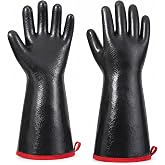 GROXTON 932&deg;F Heat Resistant BBQ Gloves for Smaller Hands, 14-Inch Waterproof Smooth Neoprene Grill Gloves with Cotton Lining, Flexible BBQ Gloves for Women, Oven, Smoker, Fire Pit, Fryer &amp; Rotisserie