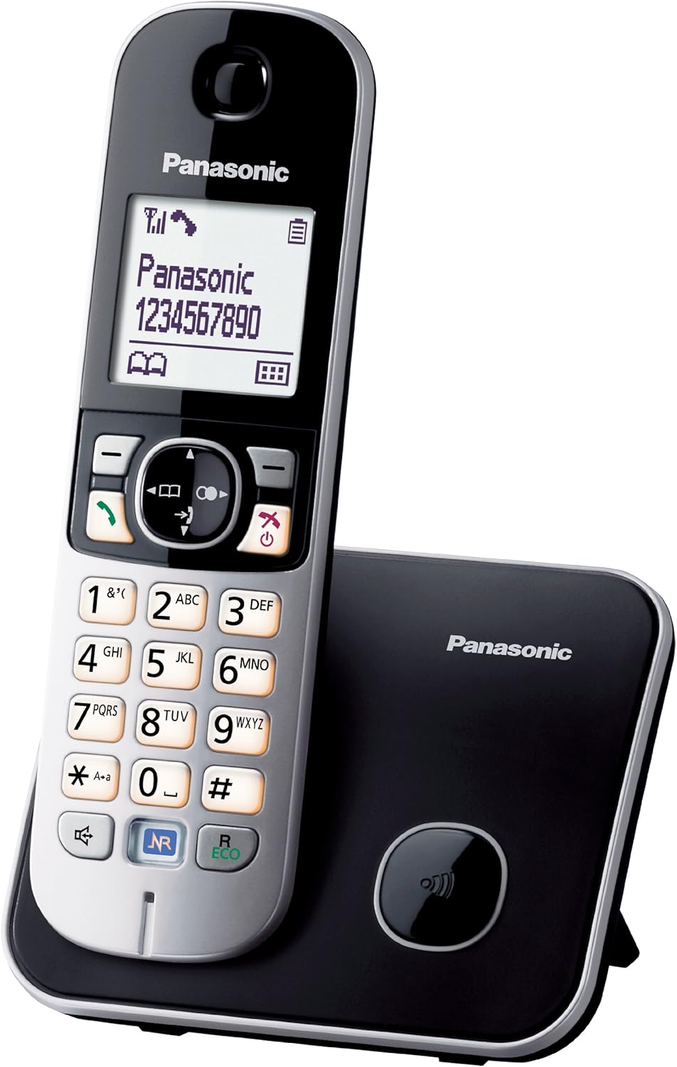 Panasonic KX-TG6811 - Teléfono (Teléfono DECT, Altavoz, 120 entradas, Identificador de Llamadas, Negro, Plata) [versión importada]