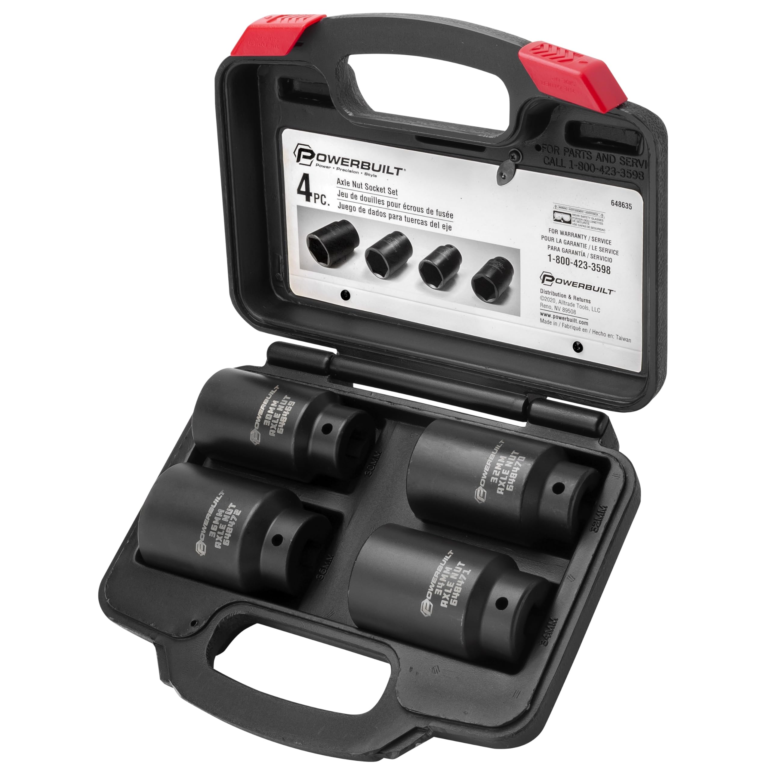 Powerbuilt 4 Piece Axle Nut Socket Set Kit 10-648635