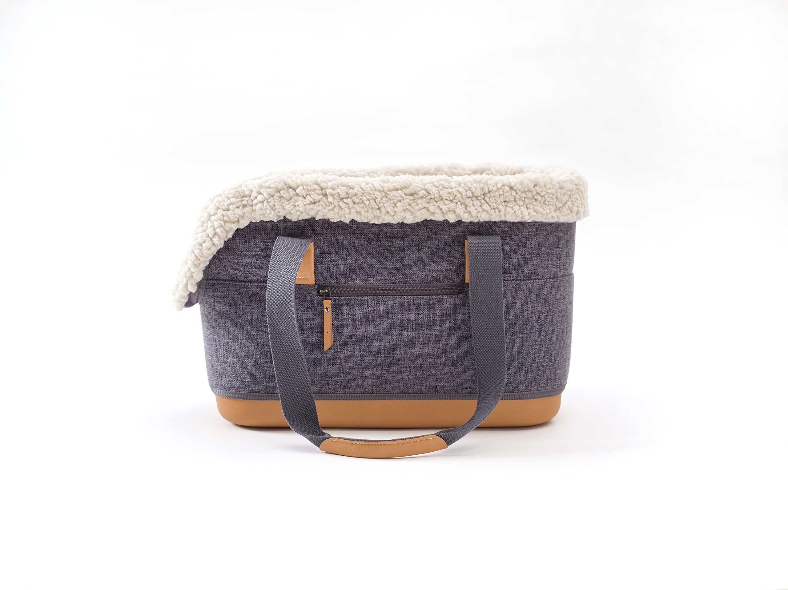 Photo 1 of LeftPine x P.L.A.Y. Deluxe Dog Carrier Purse - Soft Sided Pet Travel Tote for Small Dogs & Puppies up to 16 Pounds - Built-in Safety Leash, Machine Washable, Removable Liner, Zipper Pocket (Charcoal)