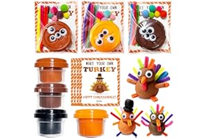 Y_BONG Thanksgiving Party Favors - 24 Pack Make a Turkey Playdough Kits - Funny Thasksgiving Goodie Bag Stuffers for Boys Girls Toddler School Class Classroom