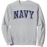 Elite Authentics Navy Midshipmen Retro Arch Sweatshirt - Grey, Small