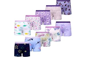 BIG ELEPHANT 10 Pack Toddler Girls' Underwear Boxer Briefs，100% Cotton Super Soft Breathable Panties (3T-10Y)