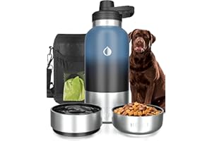HEMLI 32 oz. Portable Dog Water Bottle and Bowl for Walking, Hiking and Travel