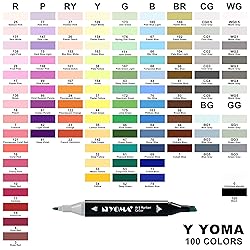 Y YOMA 100 Colors Alcohol Markers Dual Tip Markers