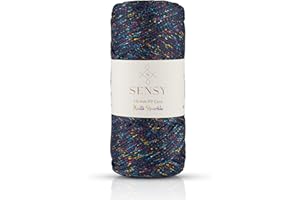 S SENSY Sensy 1.5mm 164 Yards Sparkle Polyester Rope 90% Polypropylene 10% Polyester Cord Macrame Cord Crochet Bag Cord Macrame Rope Crochet Thread Gift for Knitter (Navy Blue Multi Sparkle)