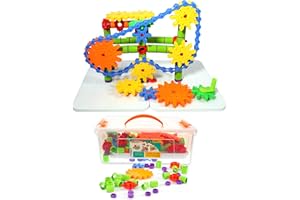 ETI Toys | STEM Learning | 192 Piece Jumbo Gears Set with Resizeable Interlocking Chain, Connector Pieces and 2 Pegboards; Build Endless Designs! Best Gift, Toy for 3, 4, 5 Year Old Boys and Girls.