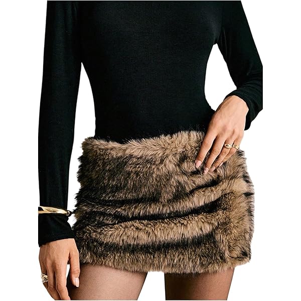 Amazon.com: SHENHE Women's Mini Skirt Fuzzy Fur Cheetah Print Low