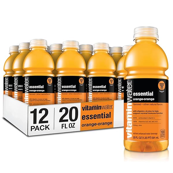 VITAMINWATER ESSENTIAL ELECTROLYTE ENHANCED WATER W/VITAMINS, ORANGE-ORANGE DRINKS, 20 FL OZ, 12 PACK