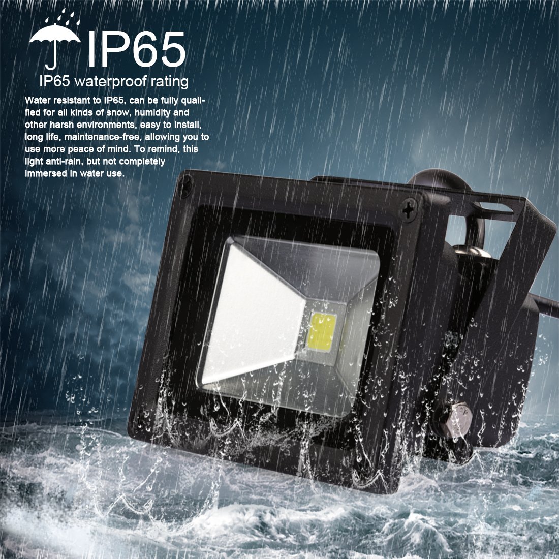 LEDMO LED Flood Lights, Waterproof IP65 for outdoor, Daylight White, 6000K, 1600lm, 100W Halogen Equivalent, Security Lights, Floodlight