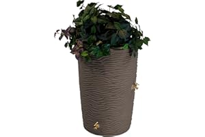 Good Ideas IMP-L50-OAK Impressions Palm Rain Barrel, 50-Gallon, Oak