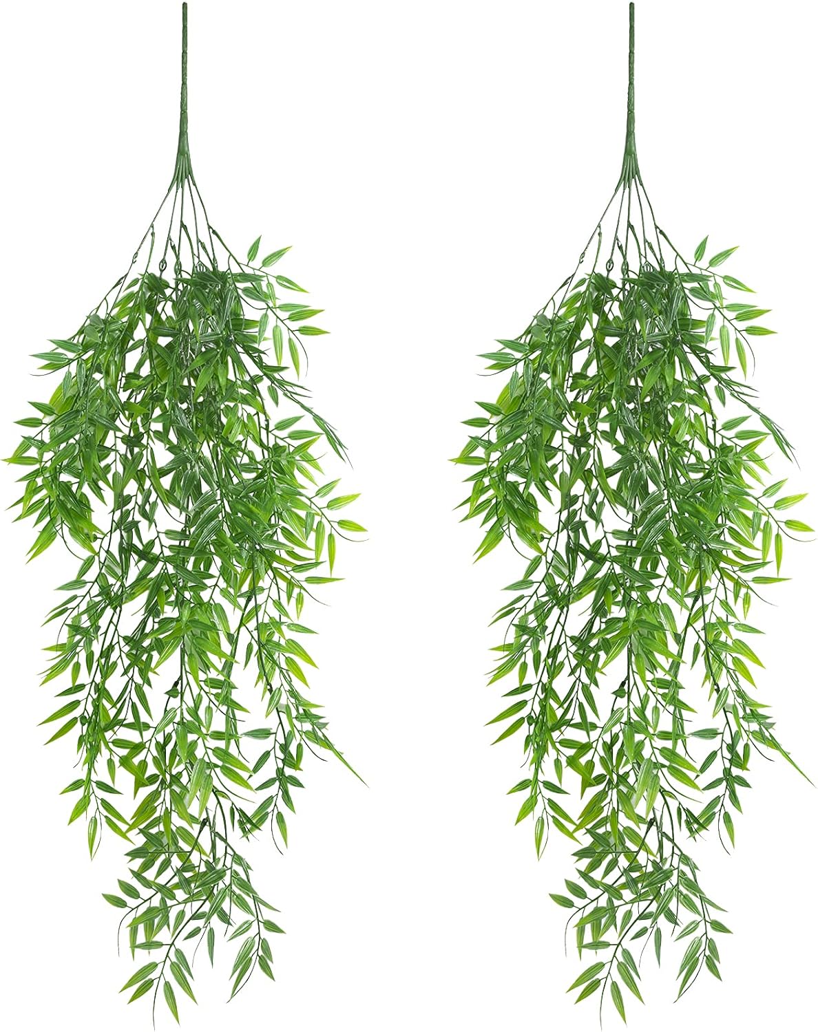Omldggr 2 Pieces Artificial Hanging Ivy Vine Bamboo Leave Fake Hanging Basket Plants Walls Trailing Greenery for Indoor Outdoor Party Garden Office Wedding Decor